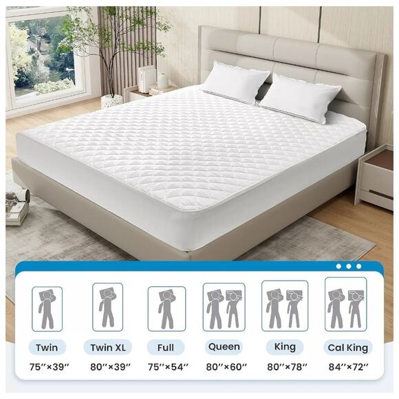 Serwall Quilted Fitted King Mattress Pad Pillow Top Mattress Cover Cooling - Picture 5 of 6